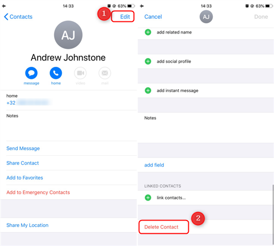 Delete Single Contact on iPhone
