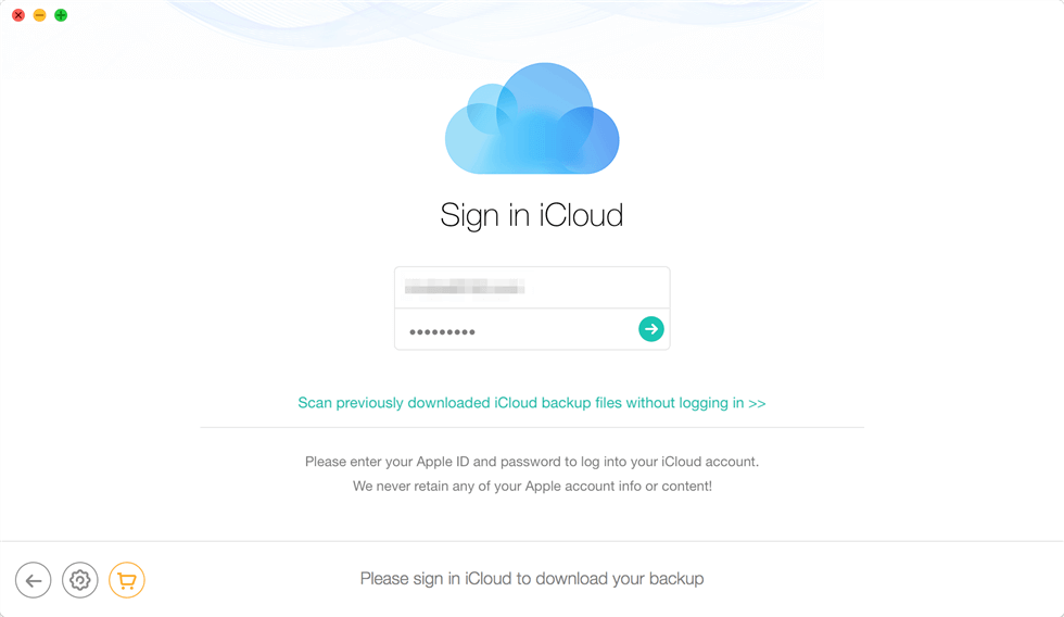 Sign in iCloud in PhoneRescue