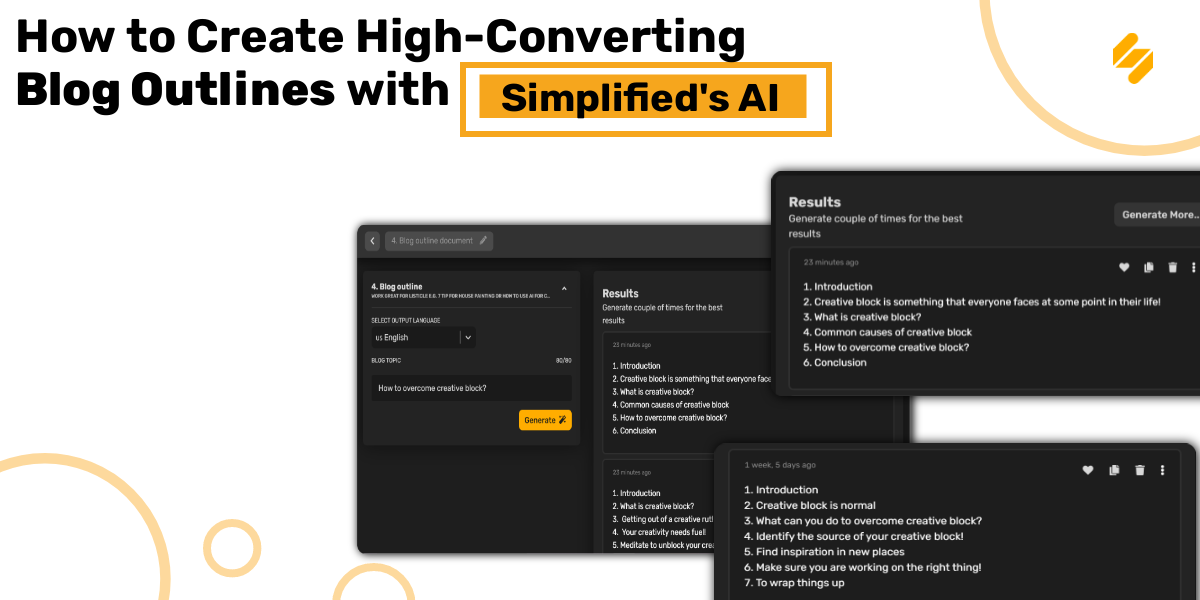 Jak tworzyć zarysy blogów o wysokiej konwersji za pomocą generatora tekstu AI Simplified (5 przykładów + wskazówki w środku) Jak tworzyc zarysy blogow o wysokiej konwersji za pomoca generatora