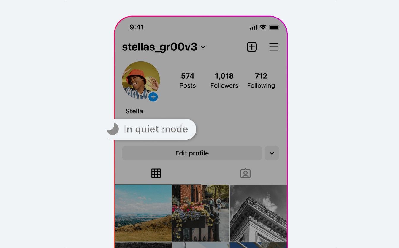 Instagram uruchamia „Tryb cichy”, aby powiadomienia przestały Cię podsłuchiwać Instagram profile with quiet mode