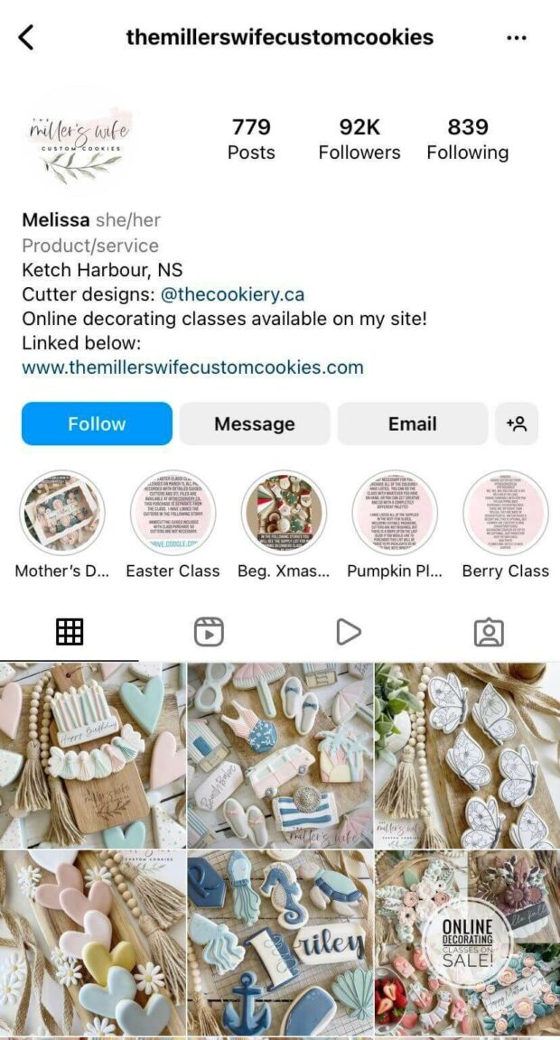 The Miillers Wife Custom Cookies Instagram profile