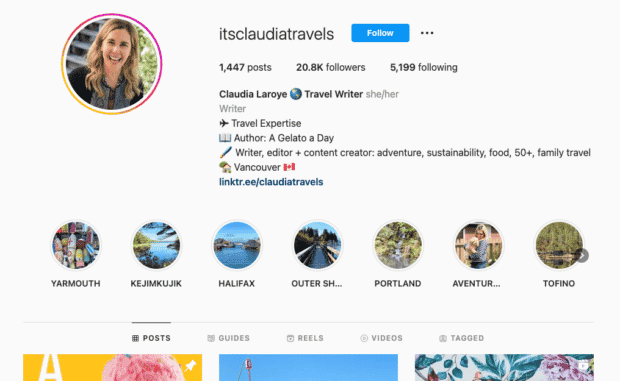 Claudia Laroye's Instagram name includes her job