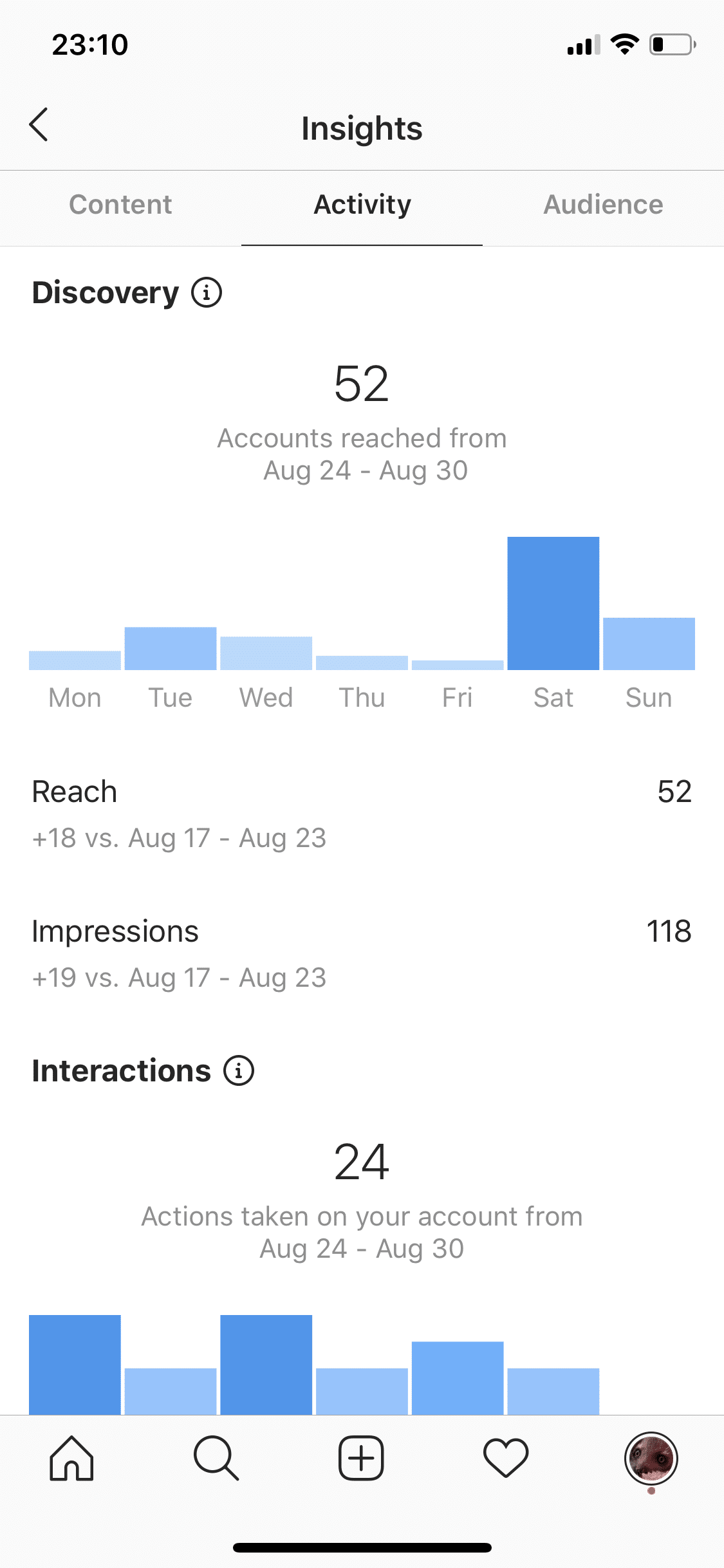 Instagram Insights dashboard 