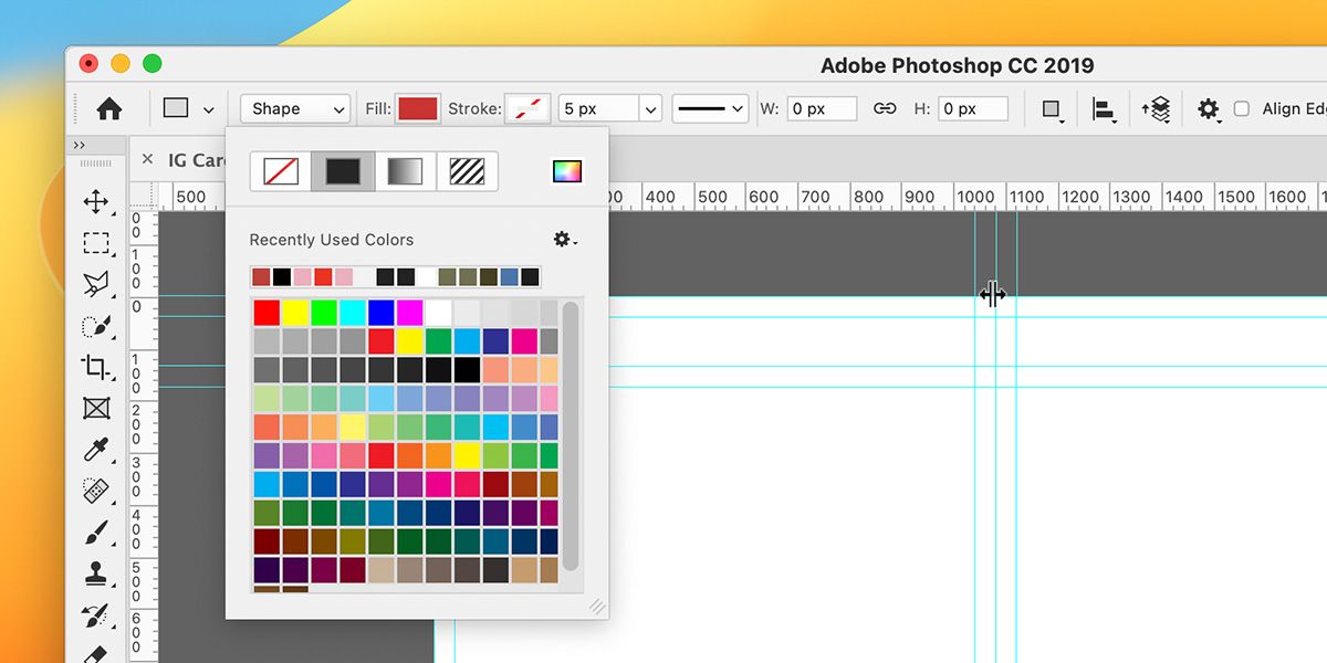 Jak tworzyć karuzele na Instagramie za pomocą programu Photoshop Setting color for rectangle