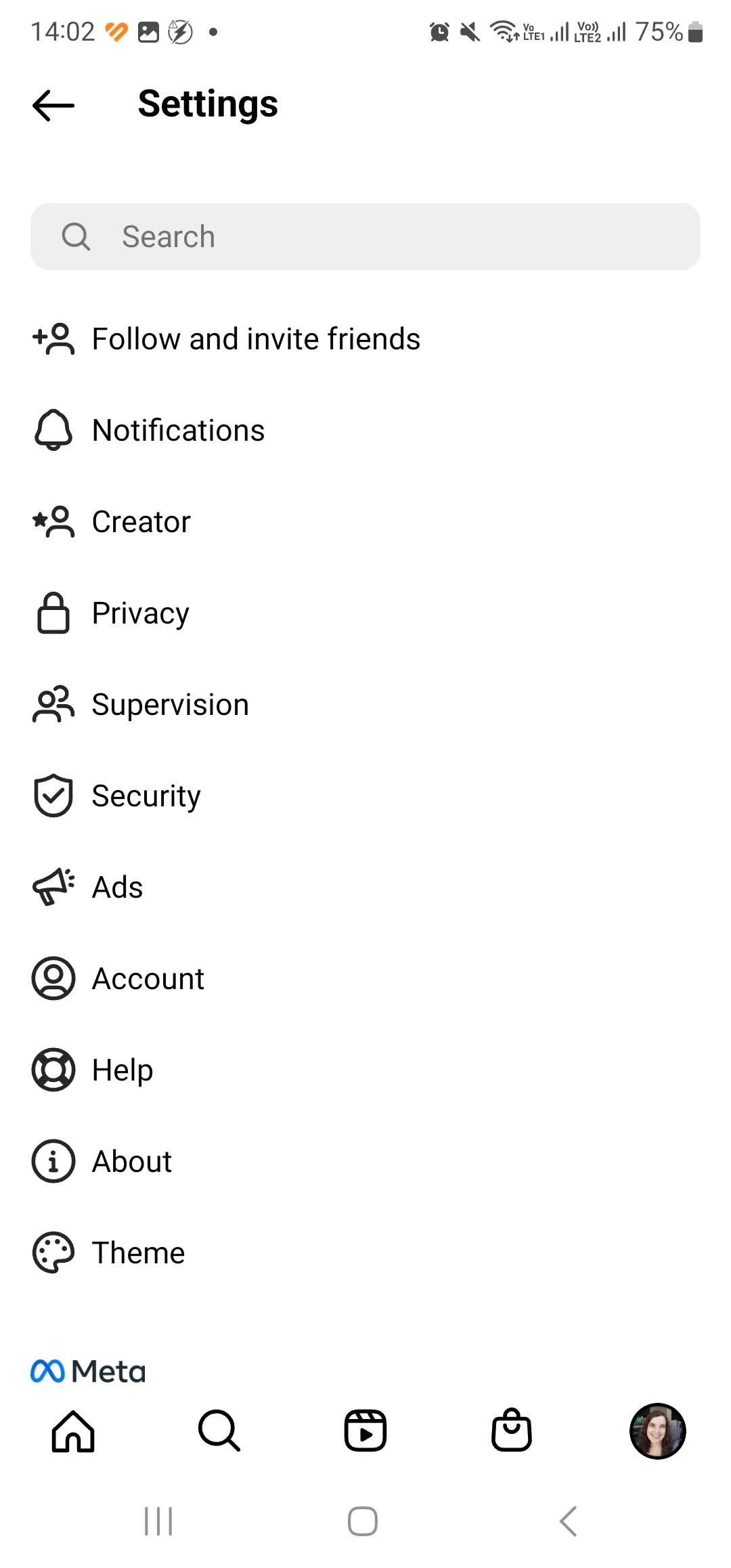 Czy zostałeś Shadowbanned na Instagramie?  Jak powiedzieć na pewno Settings page with account option