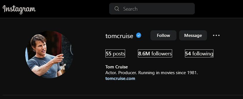 Jak uzyskać weryfikację na Instagramie Tom cruise verified instagram page