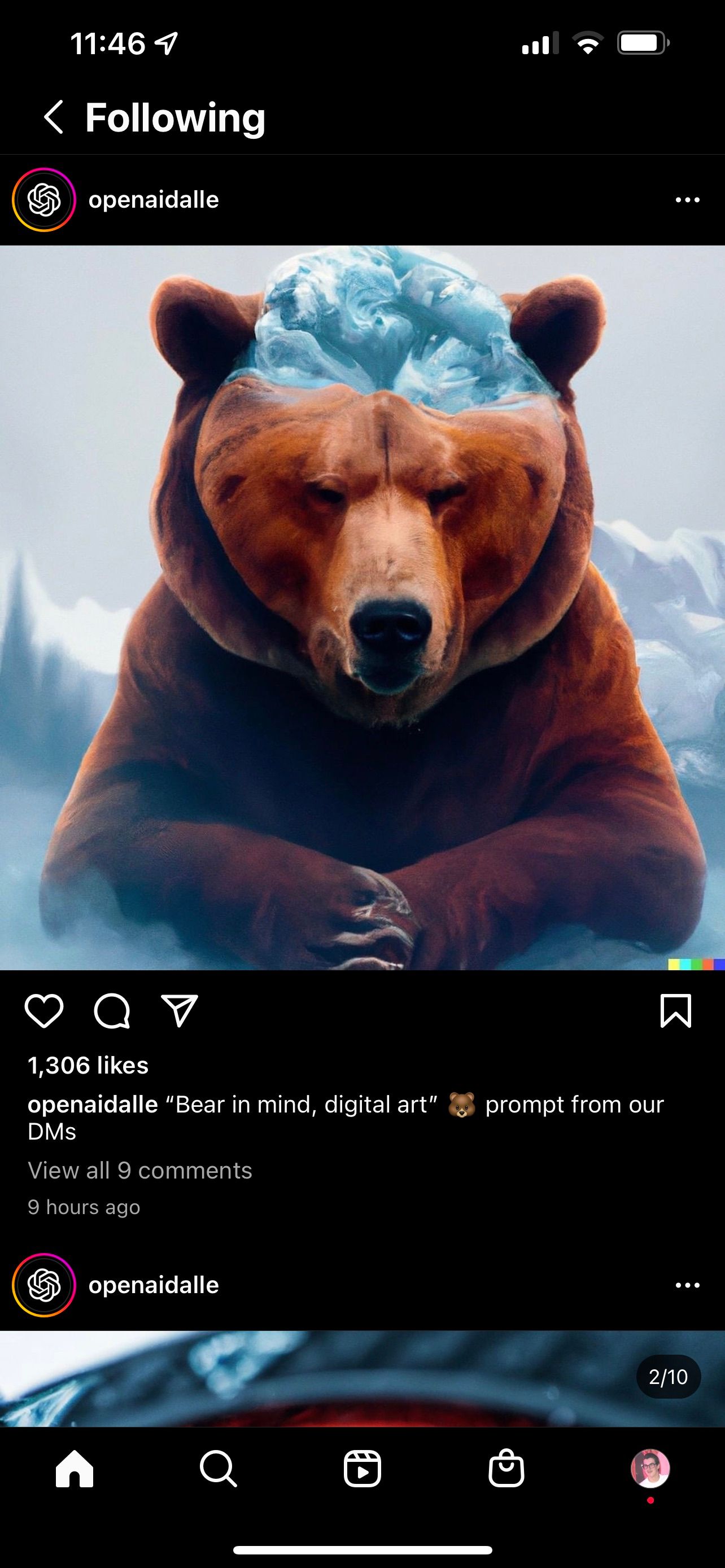 Zrzut ekranu kanału chronologicznego na Instagramie