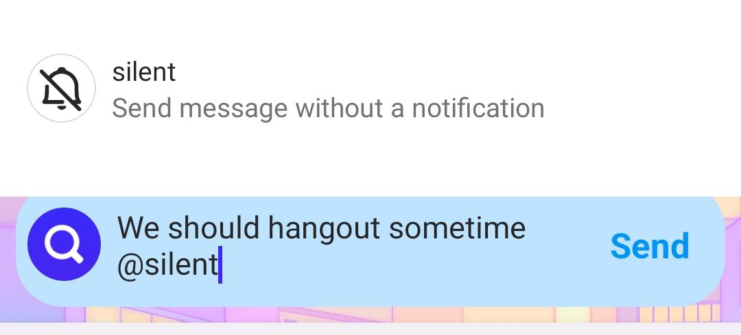 Tag @silent w wiadomości na Instagramie 