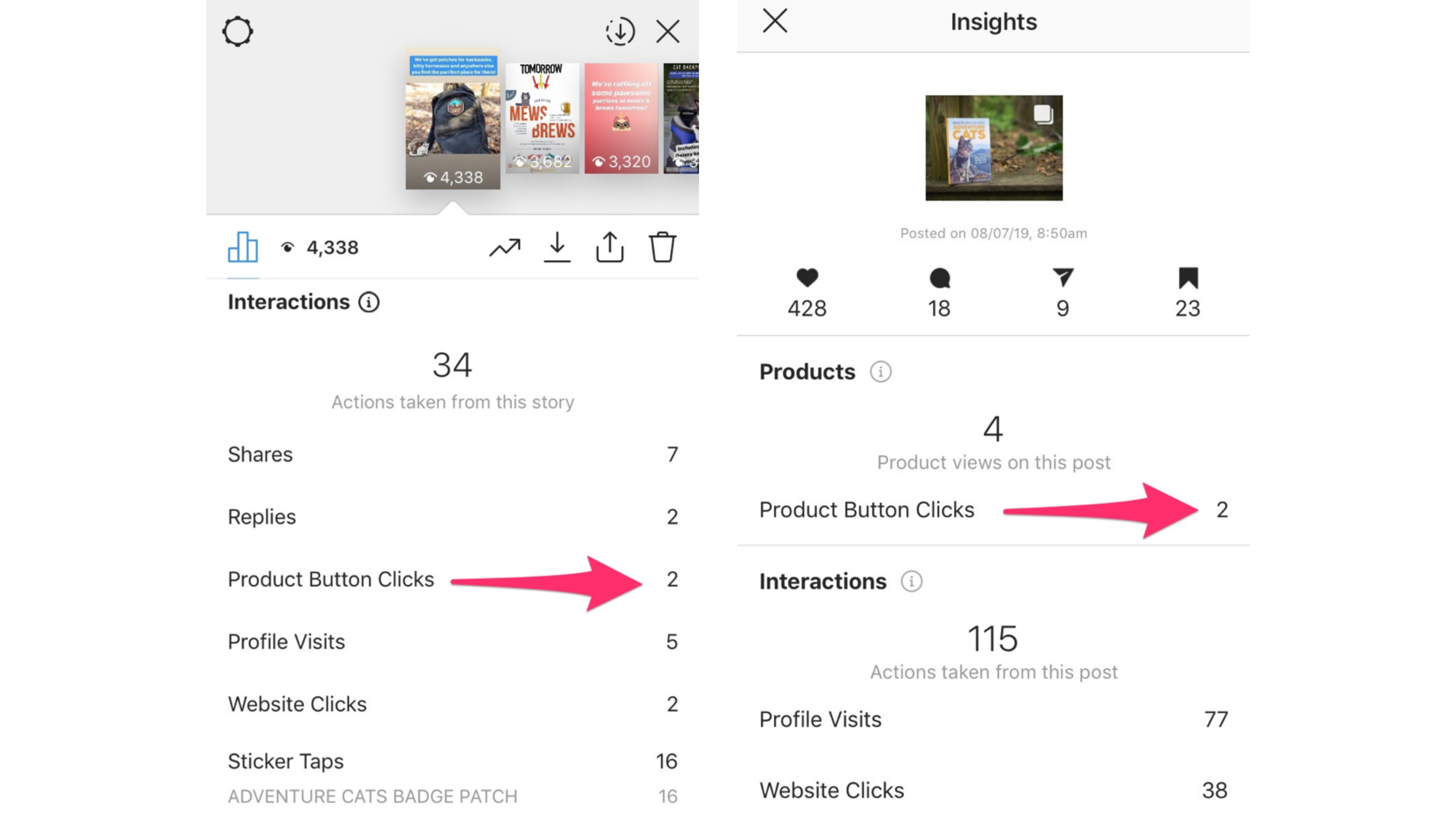 Instagram Insights, część 2: Korzystanie z najnowszych funkcji Instagrama Instagram shopping analytics1