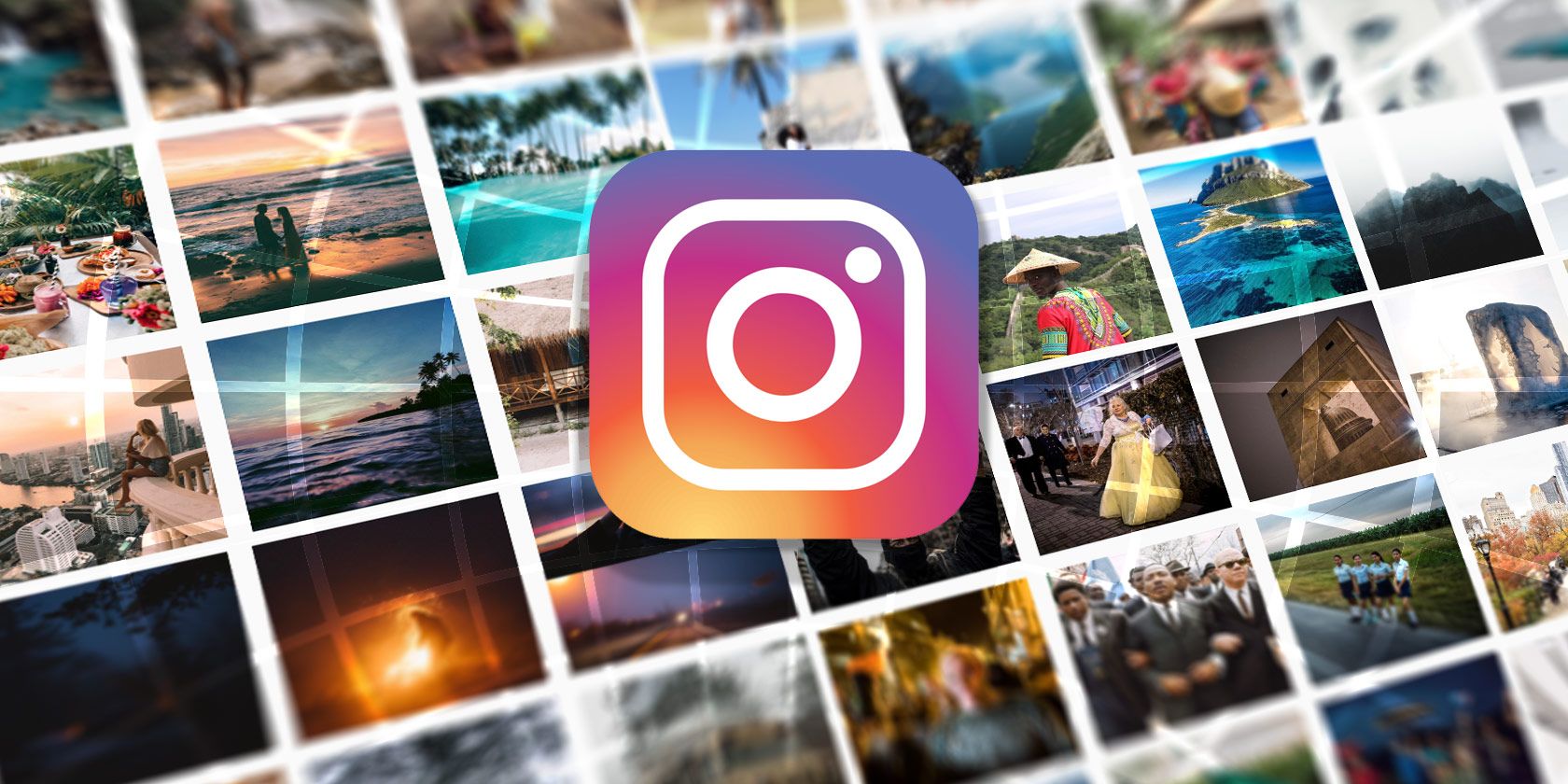 Instagram-Logo auf dem Hintergrund von Fotosymbolen