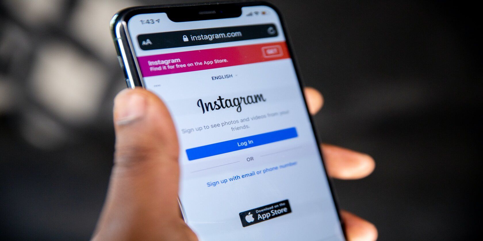 iPhone showing Instagram login page in browser