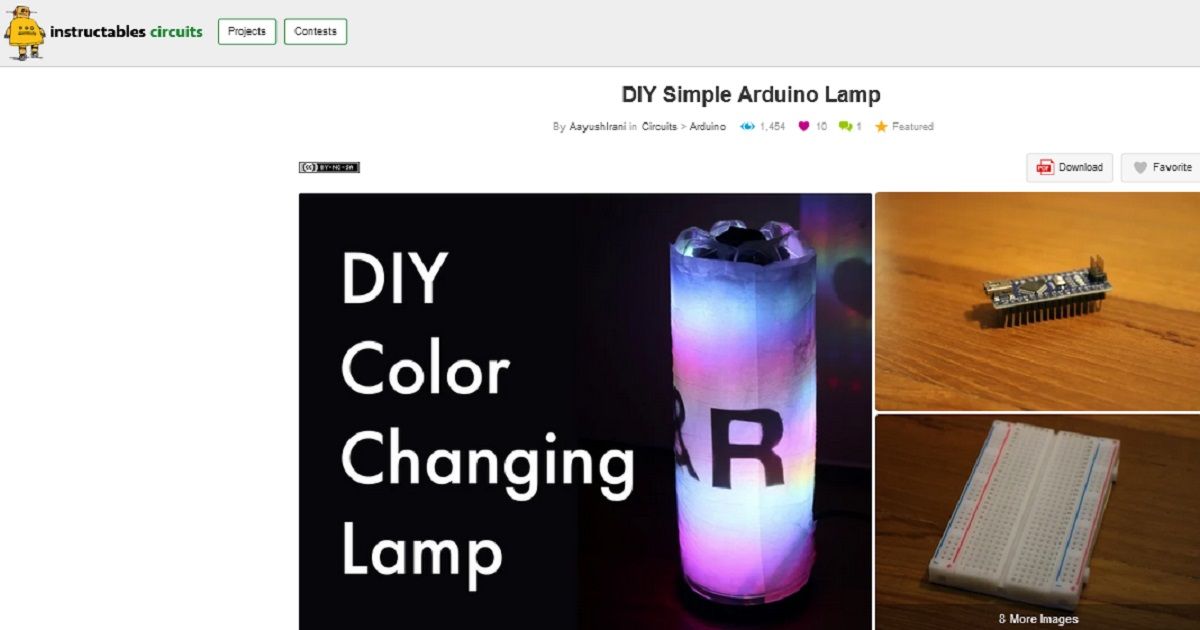 Zrzut ekranu przedstawiający prosty projekt lampy Arduino DIY