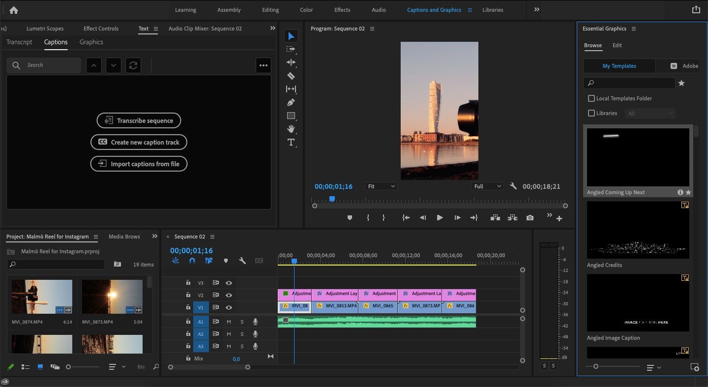 captura de pantalla que muestra cómo añadir texto en premiere pro