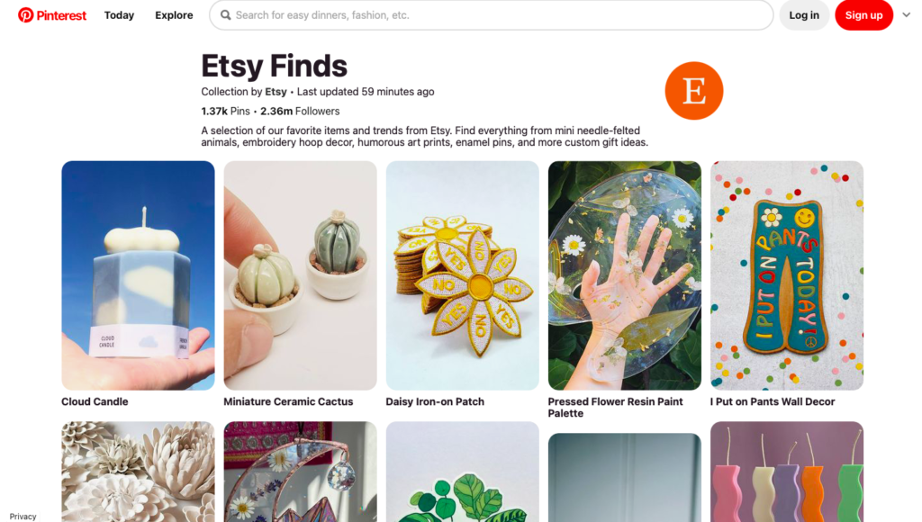 Etsy Finds przykład postów