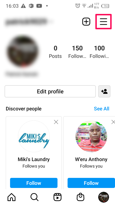 Profil aplikacji Instagram