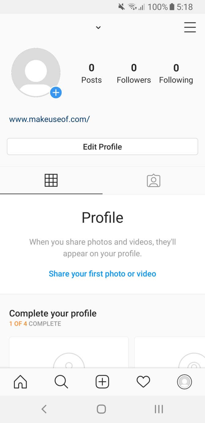 displaying profile page on instagram