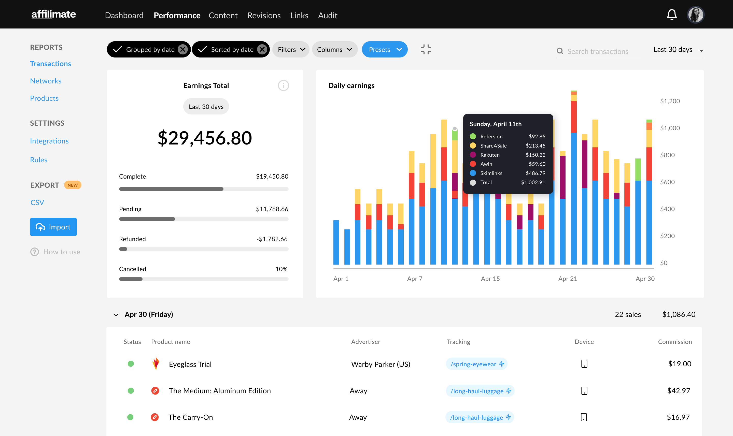 Jak rozpocząć marketing afiliacyjny w 2023 roku (7 prostych kroków) Transactions view